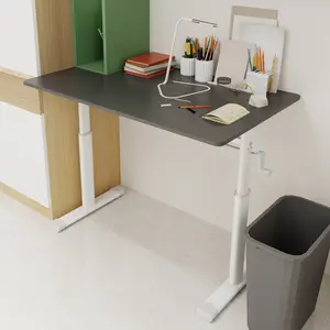 Adjustable study desk suitable for children and adults, height-adjustable, multi-functional home office desk, compact design, desktop dimensions: 60cm × 100cm, white frame, gray tabletop.