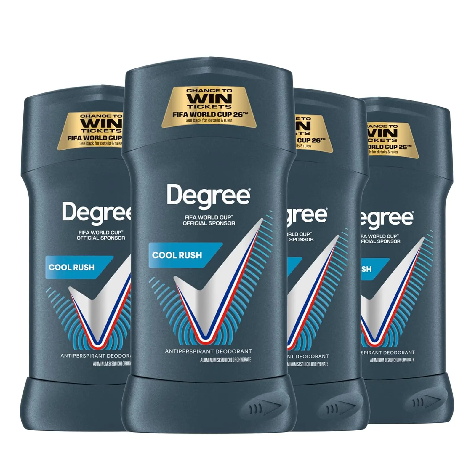 Degree Men Advanced Protection Antiperspirant Deodorant 4 count Cool Rush 72-Hour Sweat and Odor Protection Antiperspirant For Men With MotionSense Technology 2.6 oz