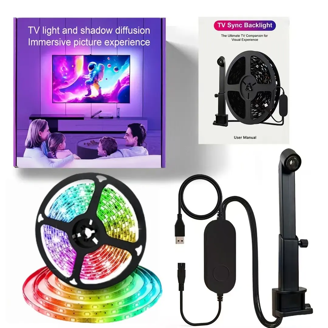 TV LED Backlight with Camera for 32-85 Inch Screens, 13 Feet LED Strip Light Sync to Music, Smart Led Lighting, RGB Color Changing, Smart APP Control, USB Powered, RGB Led Lights