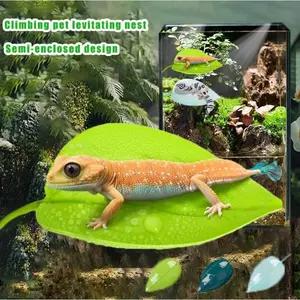 Reptile Basking Area Terrarium Accessory, Frog Habitat Leaf Design, Simulated Leaves for Gecko Comfort & Safety