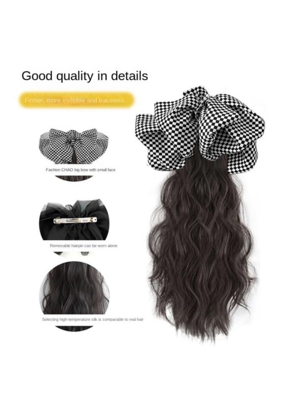 Long Wavy Claw Clip On Black White Bow Hair Extensions Pony Tail Hairpiece Lady Wigs for Women Wig Ponytail Bow Hair Accessories Girls Grab Clip Water Ripple Ponytail Braid High Value Wig Human Hair(Dark Brown,Black Bow) Long Wavy Claw Clip On Black White Bow Hair Extensions Pony Tail Hairpiece Lady Wigs for Women Wig Ponytail Bow Hair Accessories Girls Grab Clip Water Ripple Ponytail Braid High Value Wig Human Hair(Dark Brown,Black Bow)