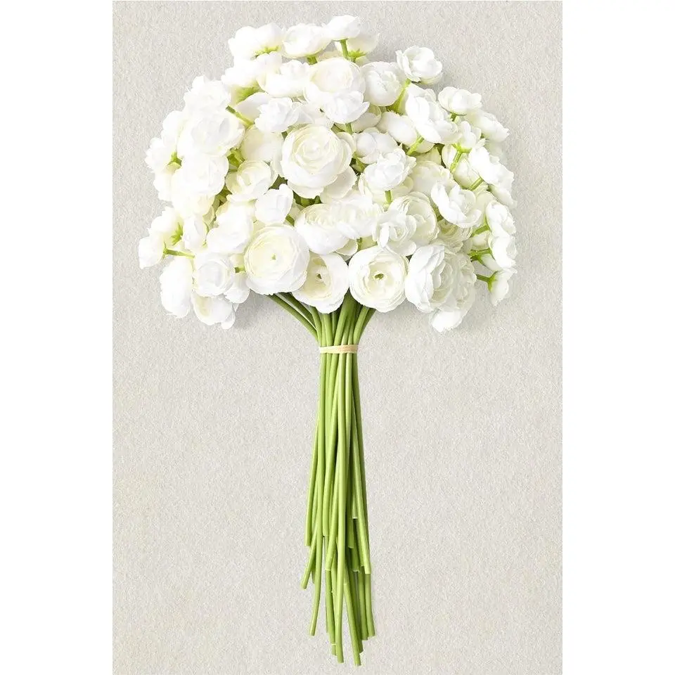 Waipfaru Artificial Peony Flowers - 18Pcs 14In White Faux Silk Peonies for DIY Wedding Bouquet and Home Decor