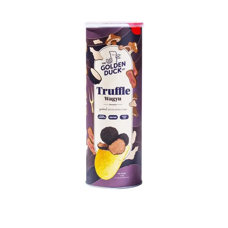 Golden Duck Crispy Style Crisps & Puffed Snacks - Gourmet Truffle Wagyu Potato Snack, 125g