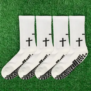 Cross Grip Soccer Socks - White with Black Cross Design - Enhance Your Soccer Game Performance