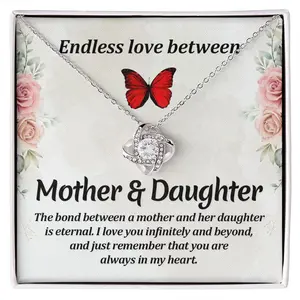 Endless Love Between Mother & Daughter Love Knot Necklace, To My Daughter Necklace from Dad, Christmas Gift for Daughter, Birthday Gifts for Daughter, Valentines Day Gift from Dad to Daughter, Father to Daughter Gifts