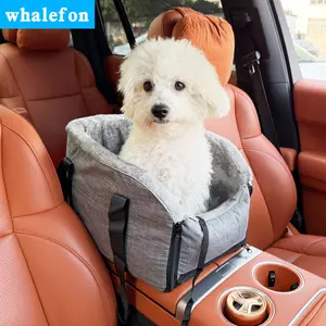 Whalefon Gray Cat Car Seat cars，Dog Car Seat for Small Dogs, Center Console Dog Car Seat with Soft Cushieat cover storageocket，Dual use pet bag with shoulder strap for small pets