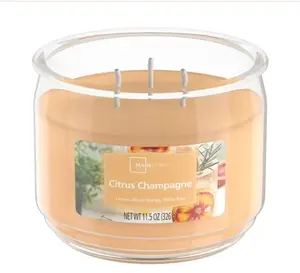 Mainstays Citrus Champagne Scented 3-Wick Glass Jar Candle, 11.5 oz
