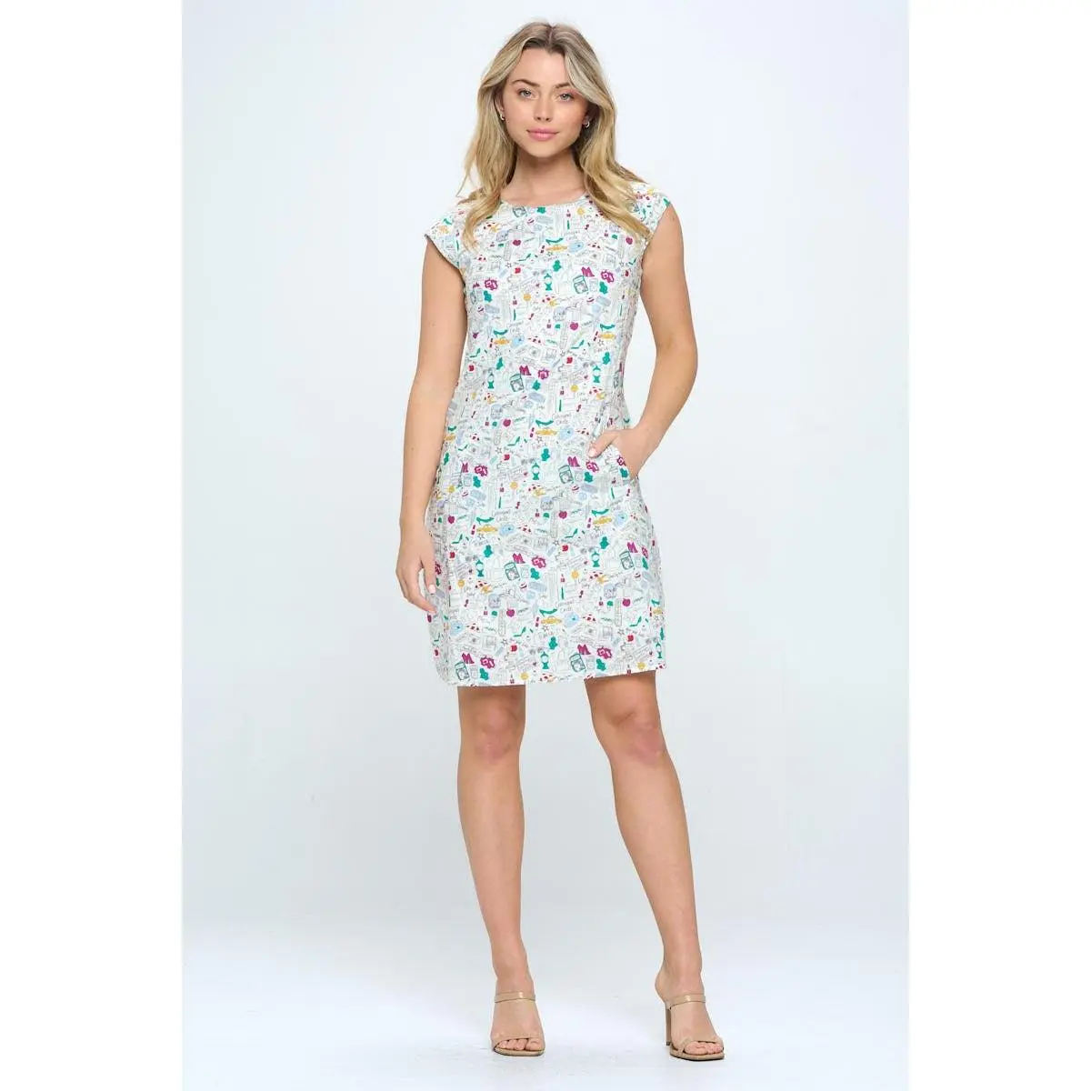 New York City Print Scoop Neck Dress