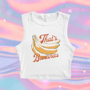 That's Bananas Micro Ribbed Tank, Funny Banana Crop Tank, Fruit Tank Top, Funny Banana, Retro Graphic Tee, Bananas Y2k Crop Tank Top