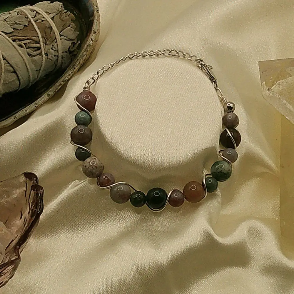 Sacred Earth - Indiane Agate Metal Wrapped - Alignment - Purity - Crystal Healing- Chakra