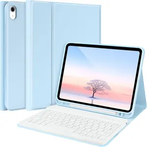 for iPad 10th Generation Case with Keyboard (10.9", 2022) & iPad (A16) 11th Gen (11", 2025) -   Detachable Keyboard, Stand Folio Cover with Pencil Holder, Thin & Light (Blue)
