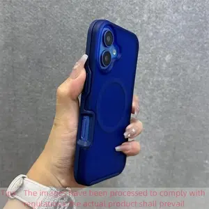Hard Matte Semi-Transparent Phone Case for iPhone 16 15 14 13 12 Pro Max Plus, Magnetic Wireless Charging, Shockproof Protection
