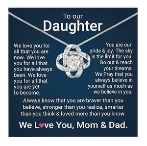 Present for Girls Necklace From Parent to Daughter Love Knot Jewelry Gift From Dad and Mom for Women – Daughter Necklace, Gift for Daughter, Sentimental Jewelry, Birthday Gift, Christmas Gift, Love Knot Pendant, Gift from Parents