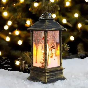 Christmas Lantern Candle Night Light - Hanging Lamp for Christmas: Santa Claus & Snowman - Home and Party Decor
