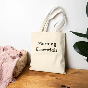Canvas Tote Bag, Morning Essentials Quote, Grocery Shopping Bag, Reusable Eco-Friendly Tote, Farmers Market Bag, Handmade Shoulder Bag