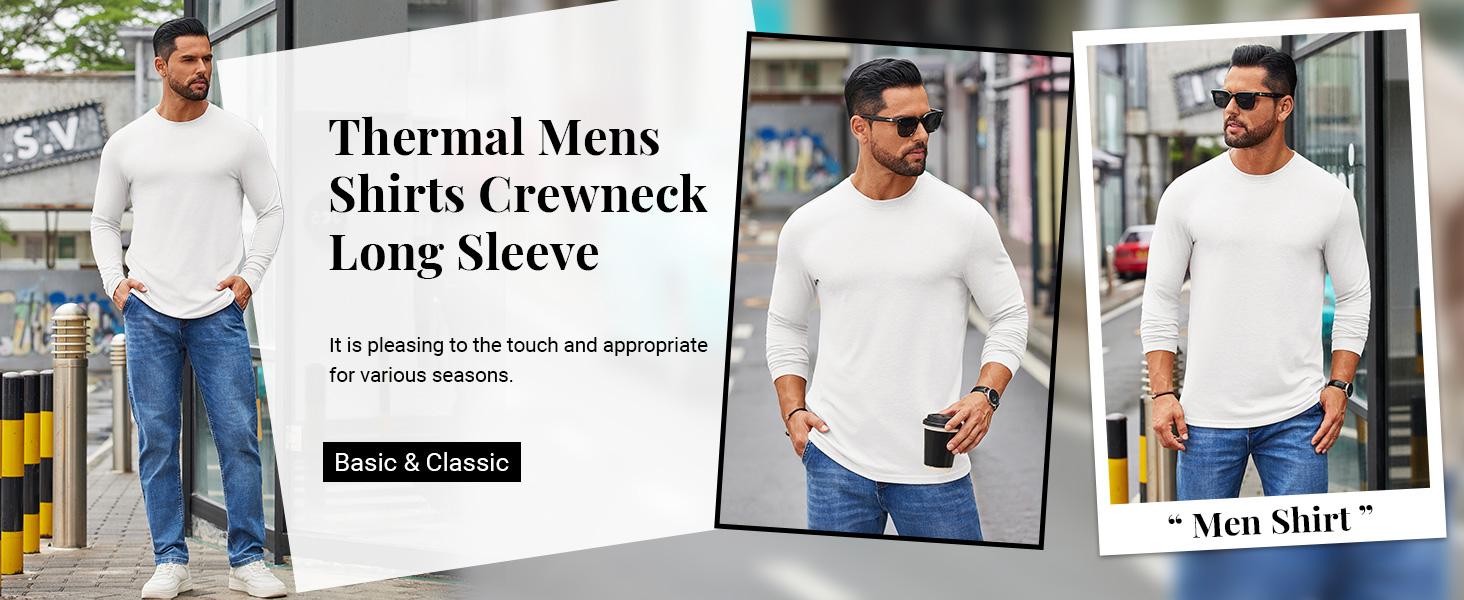 COOFANDY Men's Crew Neck T-Shirt Long Sleeve Casual Pullover Tees Soft Stretch Basic Tee Shirts