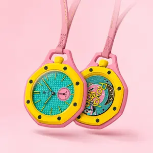 Luxury Fashion Collab Watch New Release Candy Pop Pink Yellow Dual Face Watch