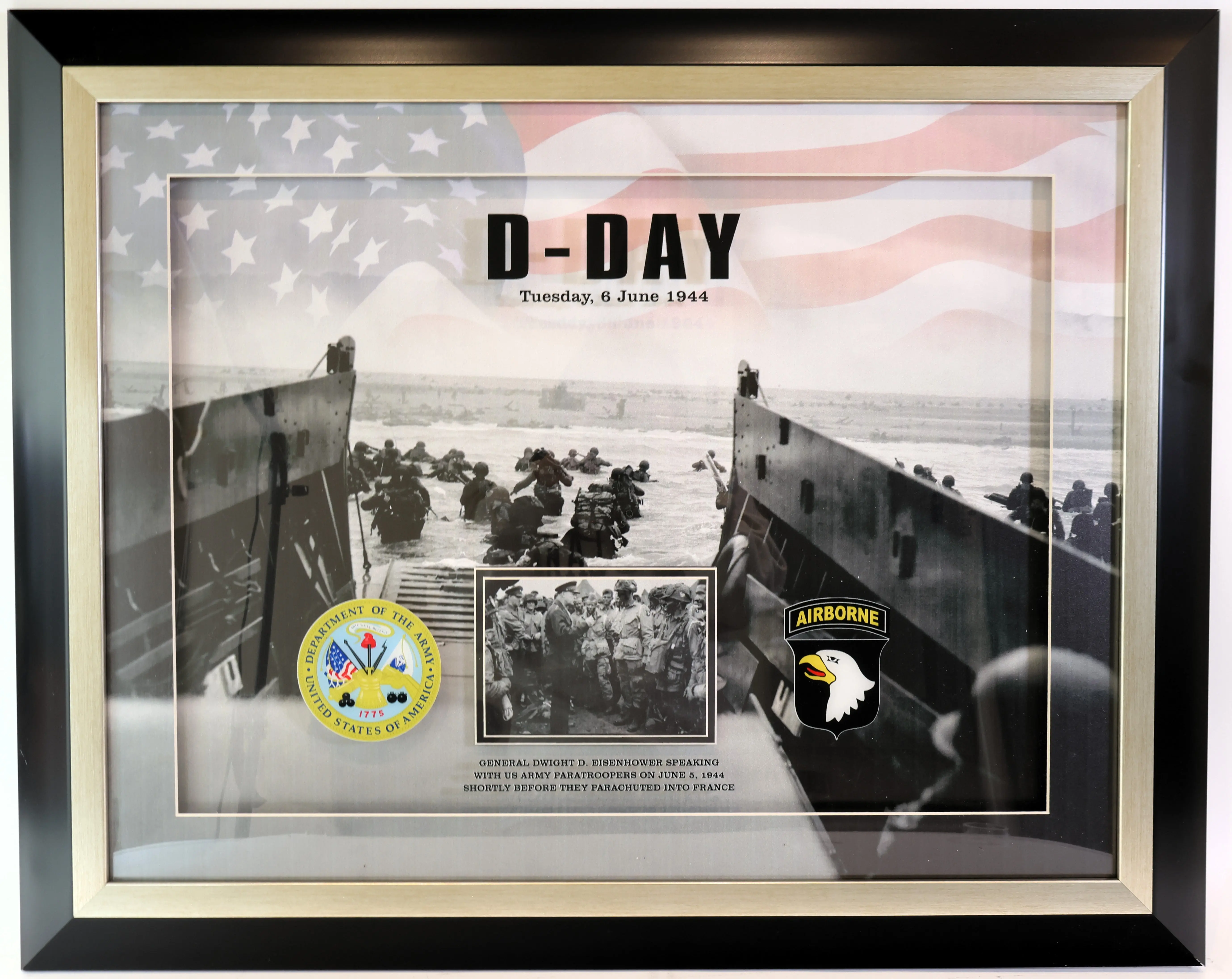 D-Day Framed Photo — Large Format 30.5" x 24.5" | WWII Historical Collectible