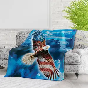 American Eagle Fleece Blanket for Bed, 75" x 90" Queen Size Eagle Fleece Throw Blanket for Men, Women and Kids - Super Soft Plush Eagle Blanket Throw Print Blanket for Eagle Lovers