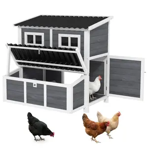 Wooden Chicken Coop, 39" Chicken House with Nesting Box, Pull-Out Tray, Waterproof Roof, Hen House Outdoor Poultry Cage for 4-6 Chickens, Rabbits, Small Animals, for Backyard
