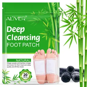 Aliver Bamboo Charcoal Deep Cleaning Foot Patches 20 Sheets, Natural Herbal Ginger Powder, Bamboo Charcoal Ingredient, Foot Care