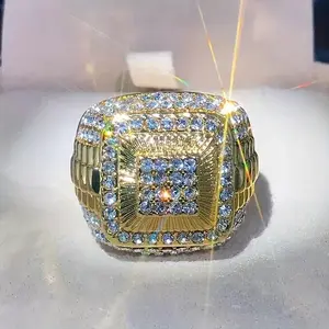 1 hip-hop trendy exquisite shiny full Synthetic Cubic Zirconiaia Men's street rock ring Men's jewelry birthday gift