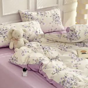 3-Piece Floral Bedding Set with Modern Color Block Design, Includes 1 Duvet Cover and 2 Pillowcases, Stylish and Comfortable Bedroom Decor, Decorative Bedding Set, Soft Bedding Set