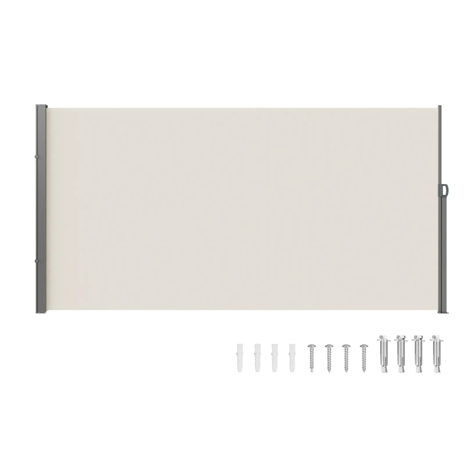 Retractable Side Awning 71'' x 138'' Outdoor Privacy Screen, 180g Polyester Waterproof Patio Screen, UV 30+ Protection, Wind Resistant Room Divider for Patio, Backyard, Balcony, Beige