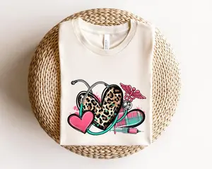 Nurse Heart Shirt, Leopard Nurse Sweatshirt, Nurse Shirt Women, Nurse Gift Shirt, Nurse Tee, Cute Nurse Typography Tee