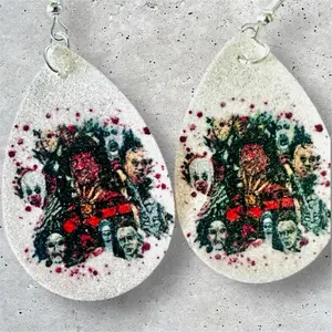 Horror movie Faux Leather Fish Hook Earrings