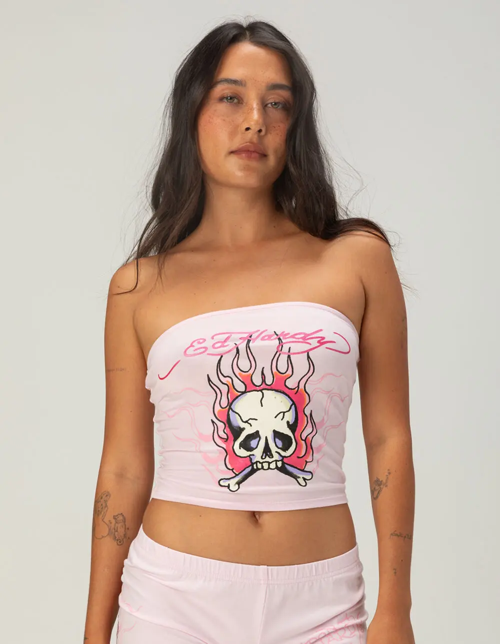 ED HARDY Pink Flame Womens Tube Top