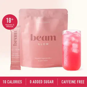 Beam Glow Daily Women's Superblend, 15 single-serve packets per bag, Supplement For Hair Growth, Stronger Nails & Skin Health. Hormone Balance. Vegan & Caffeine-Free