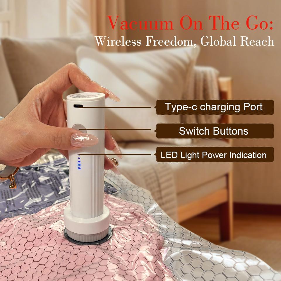 [2026 Upgraded] Cordless Travel Vacuum Bag Set Vacuum Bags for Travel with Rechargeable air Pump, 15 Pack Carry-on Size Compression Packing Bags for Luggage and Suitcase, Space Saver for Clothes and Clothing Travel Zipper Pouches