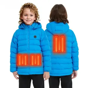 Children's Heating Jacket, Lightweight Waterproof Hooded down Heating Jacket Children's Model with 5V Battery Pack