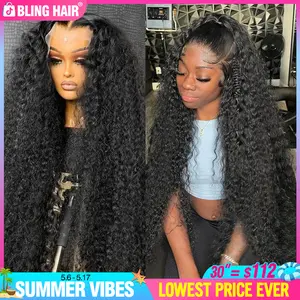 Bling Hair Deep Wave Lace Frontal Wig Transparent 13x4 13x6 HD Lace Frontal Human Hair Wigs Curly Human Hair Lace Frontal Wigs For Women #SummerVibes summervibes