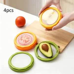 4-Piece Food Storage Container Set, Compartment Fruit & Vegetable Organizer, Antioxidant Fresh Produce Box, Food Preservation Kit for Home Kitchen, Fridge Storage, Outdoor Picnic & Meal Prep