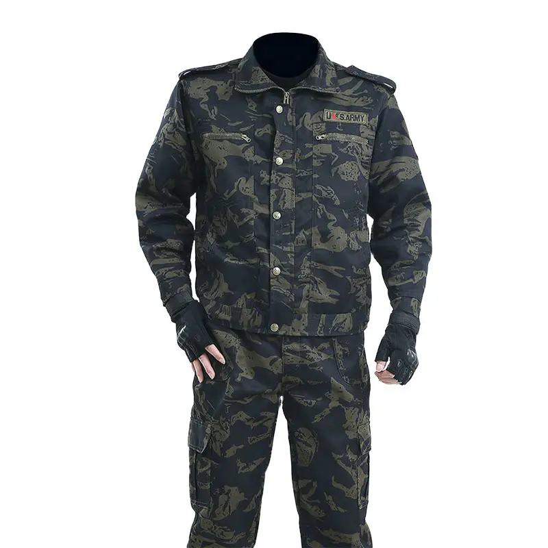Men's Tactical Camouflage Workwear Set - Breathable, Stain-Resistant Fabric Menswear Uniform with Multiple Pockets for Work & Field Train, Utility, Outdoor, Outfits, Soil-Resistant, Industrial Washing, Clothes, Zippers, Snap, Uniform Set
