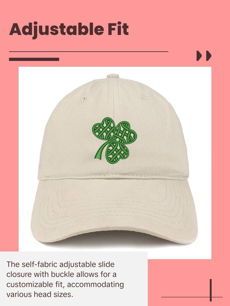 Trendy Apparel Shop Celtic Clover Embroidered 100% Cotton Adjustable Cap Dad Hat Trendy Apparel Shop Celtic Clover Embroidered 100% Cotton Adjustable Cap Dad Hat