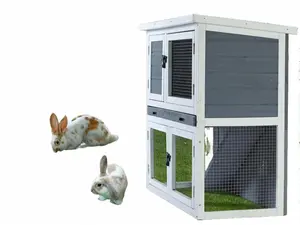 Two-layer solid wooden with easy clear tray for bunny rabbitsWooden Pet House Rabbit Bunny Wood Hutch House Dog House Chicken Coops Chicken Cages Rabbit Cage