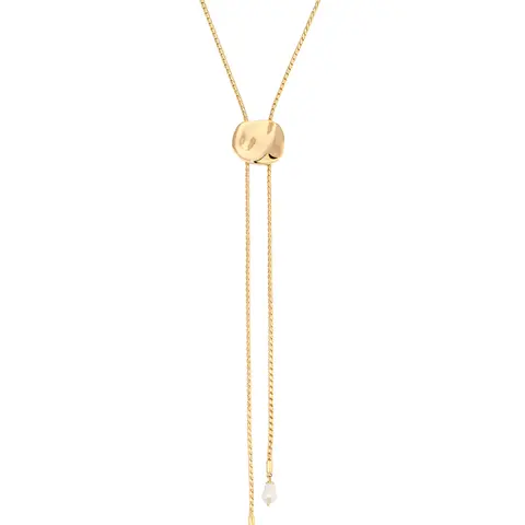 Ettika Liquid Luxe Adjustable Bolo Necklace 18K Gold Plated Elegant Slide Necklace for Women, 16.5" Comfortable Everyday Wear Jewelry