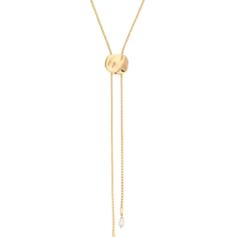 Ettika Liquid Luxe Adjustable Bolo Necklace 18K Gold Plated Elegant Slide Necklace for Women, 16.5" Comfortable Everyday Wear Jewelry