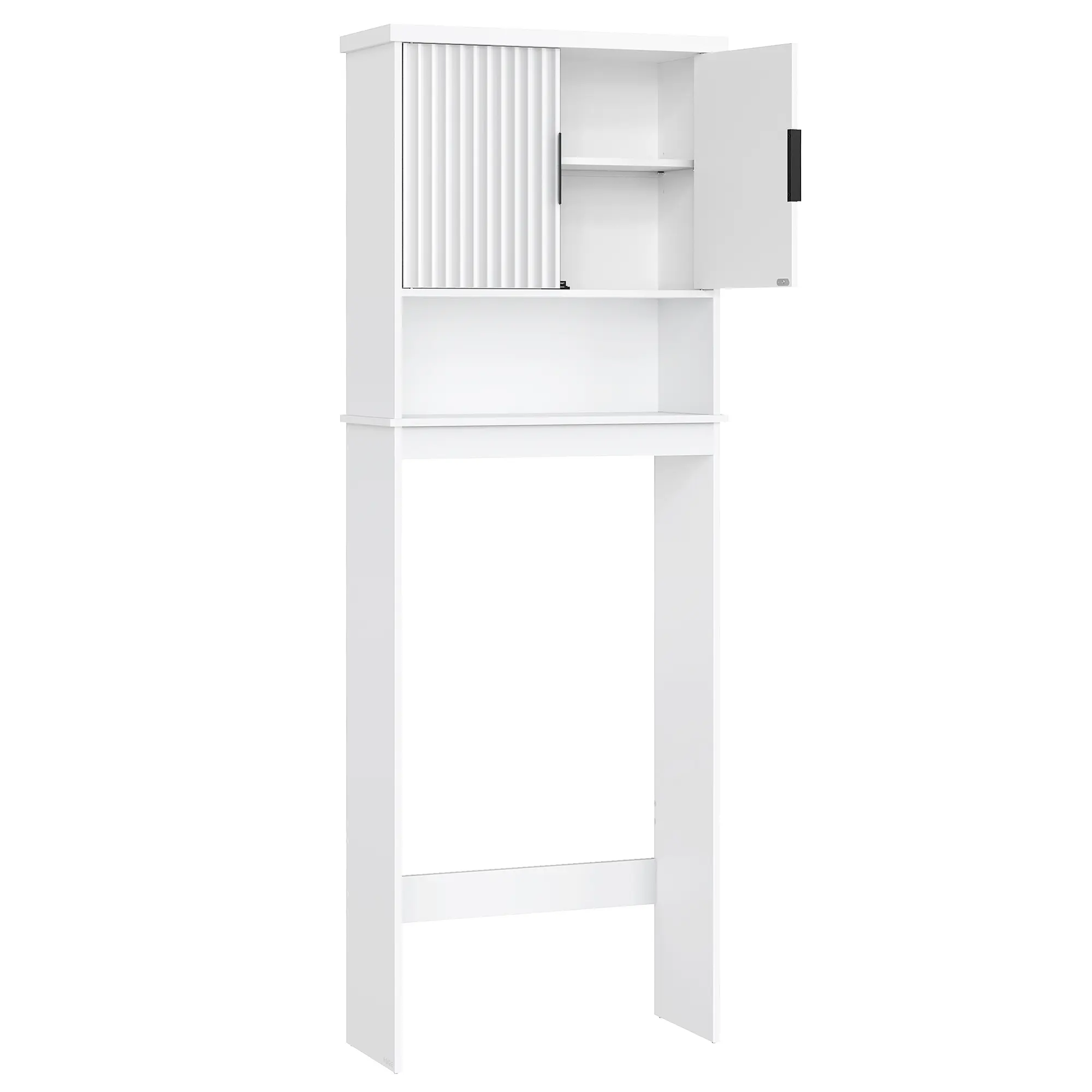 VASAGLE MAXE Collection - Over The Toilet Storage Cabinet, 23.6-Inch Wide Mid Century Modern Bathroom Organizer with Fluted Doors, Adjustable Shelf, Space-Saving