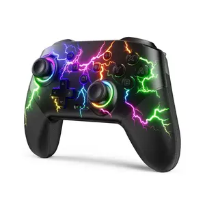 Controllers Compatible with  2/Lite/OLED/PC Windows, 1000mAh Programmable RGB Lightning LED,  Pro Controller with One Key Pairing/Wake Up/Turbo/Vibration