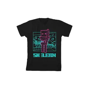 PacSun Kids Minecraft Neon Pink Skeleton T-Shirt - Multicolor