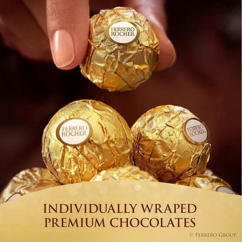 SALE - SALE  - Ferrero Rocher, 16 Count, Gourmet Milk Chocolate Hazelnut, Valentine's Chocolate, Individually Wrapped, 6.2 oz