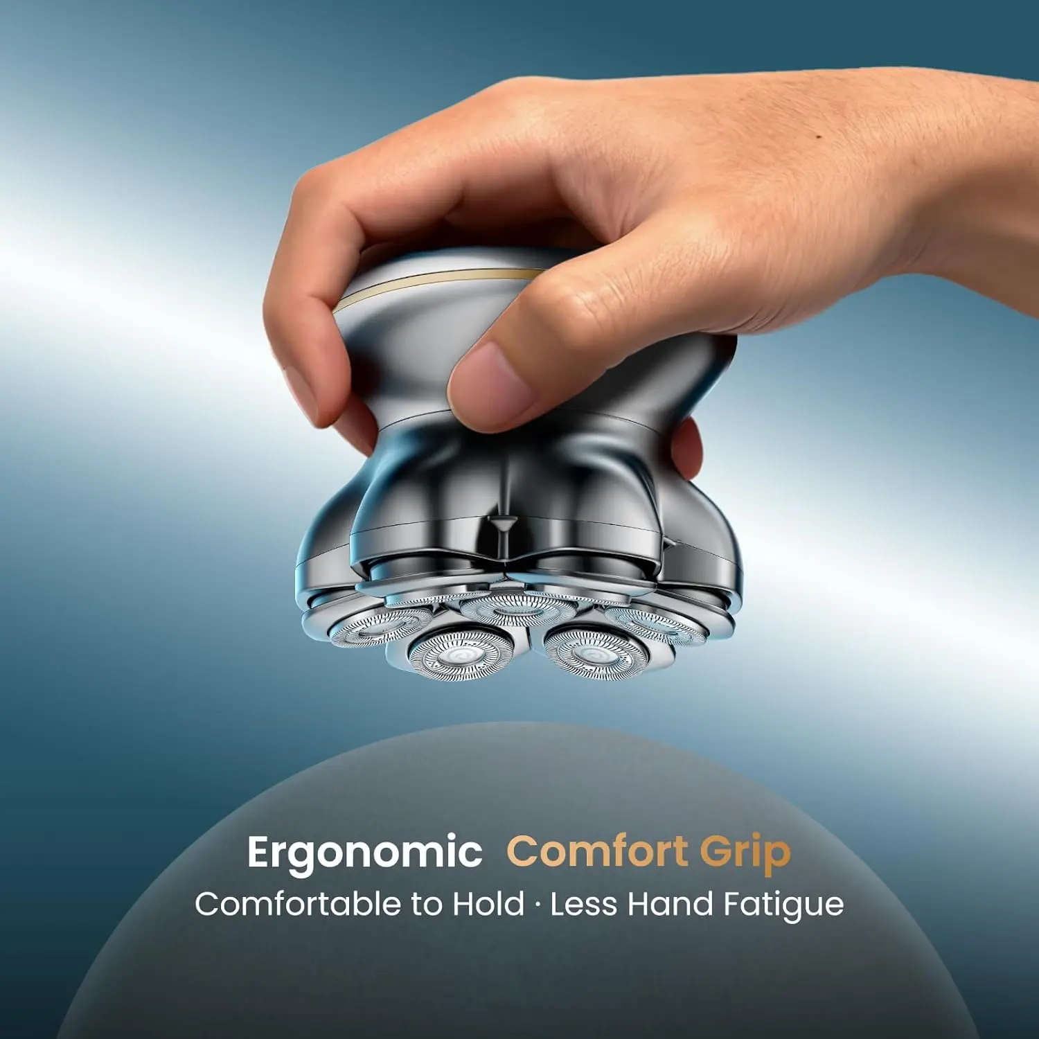 Ergonomic palm grip electric head shaver