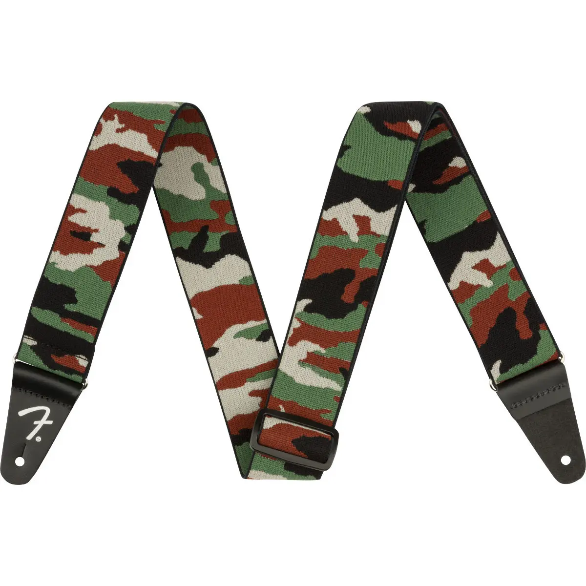 Fender WeighLess Guitar Straps, 2 in Woodland Camo Fabric, Unisex Elastic Design for Comfortable Playing Sessions, Music Gear