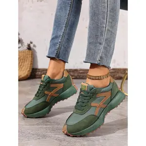 Women's Casual Vintage Sport Shoes, Colorblock Design, Luxury Flat Sneakers, Trendy Fashion Sneaker for Students & Couples, Perfect Holiday Gift Choice