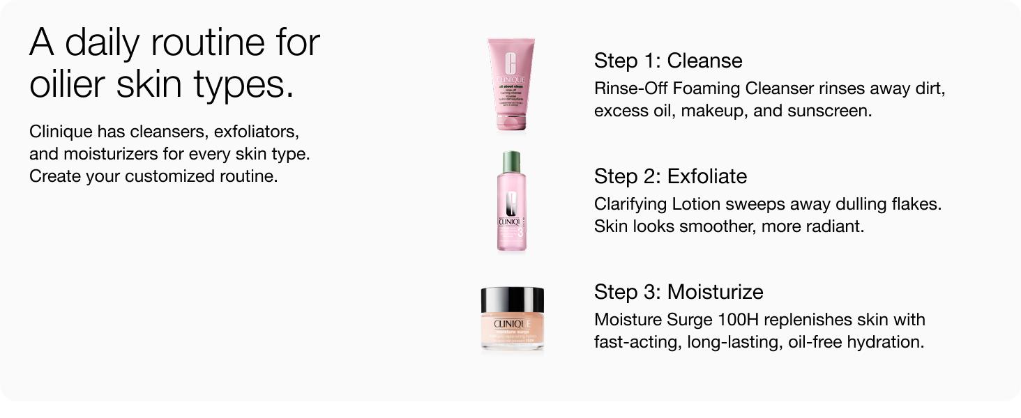Clinique All About Clean Rinse-Off Foaming Face Wash |   Face Cleanser With Hyaluronic Acid + Glycerin For Oily Skin Types |   Dissolves Makeup + Sunscreen