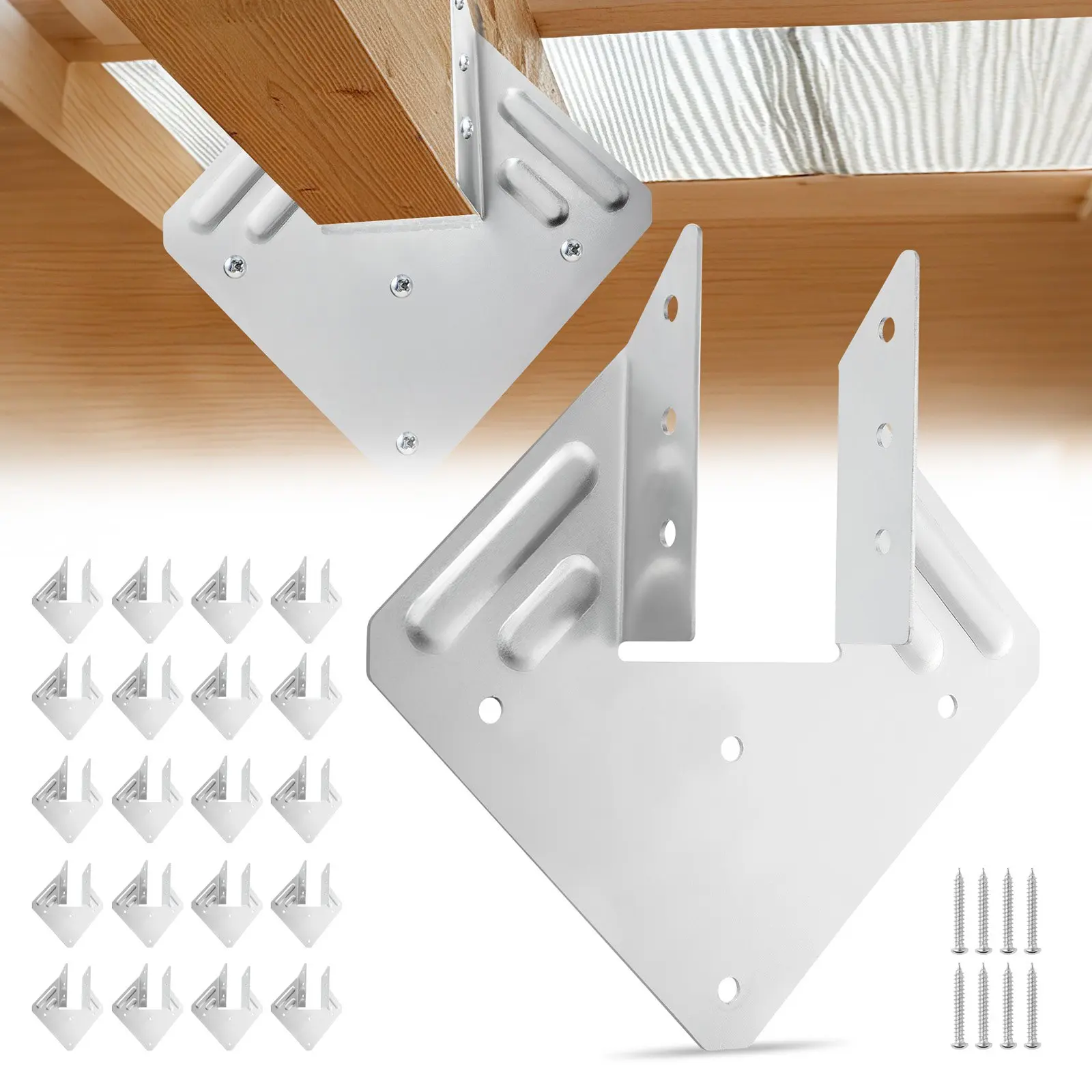 【Summerfinds】VEVOR HLZT-25 Anti-Rust Coat Steel Pre-Drilled Holes Weatherproof Hurricane Ties Kit with Self-Tap Screws, Inner Size 5.31x1.57x2.48in, Fits 5.31in Beams, Beginner-Friendly Rafter Brackets for Wooden Roof Beams, Decks, Posts, 25 Pcs